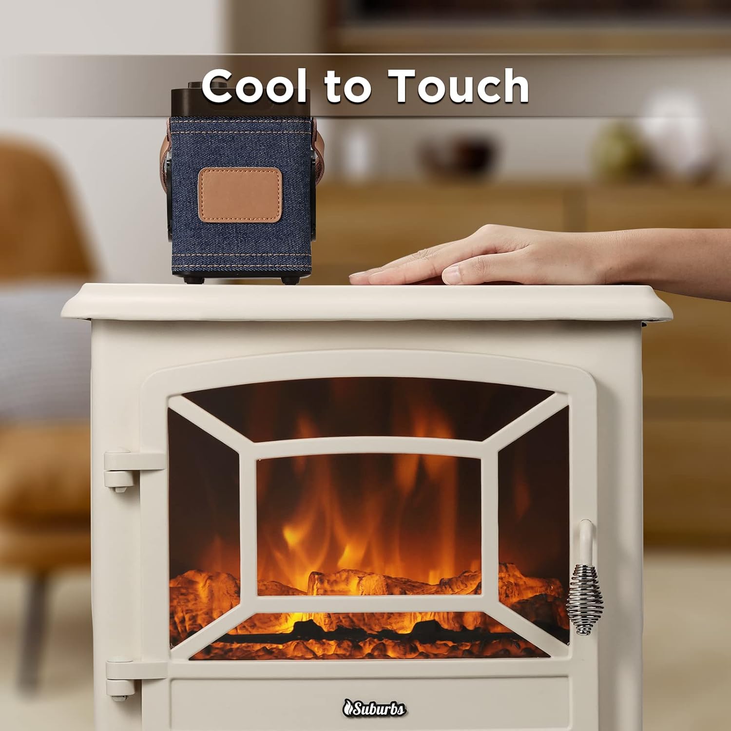 TURBRO Suburbs TS17 Compact Electric Fireplace Stove, 18” Freestanding Stove Heater with Realistic Flame - CSA Certified - Overheating Safety Protection - for Small Spaces - 1400W