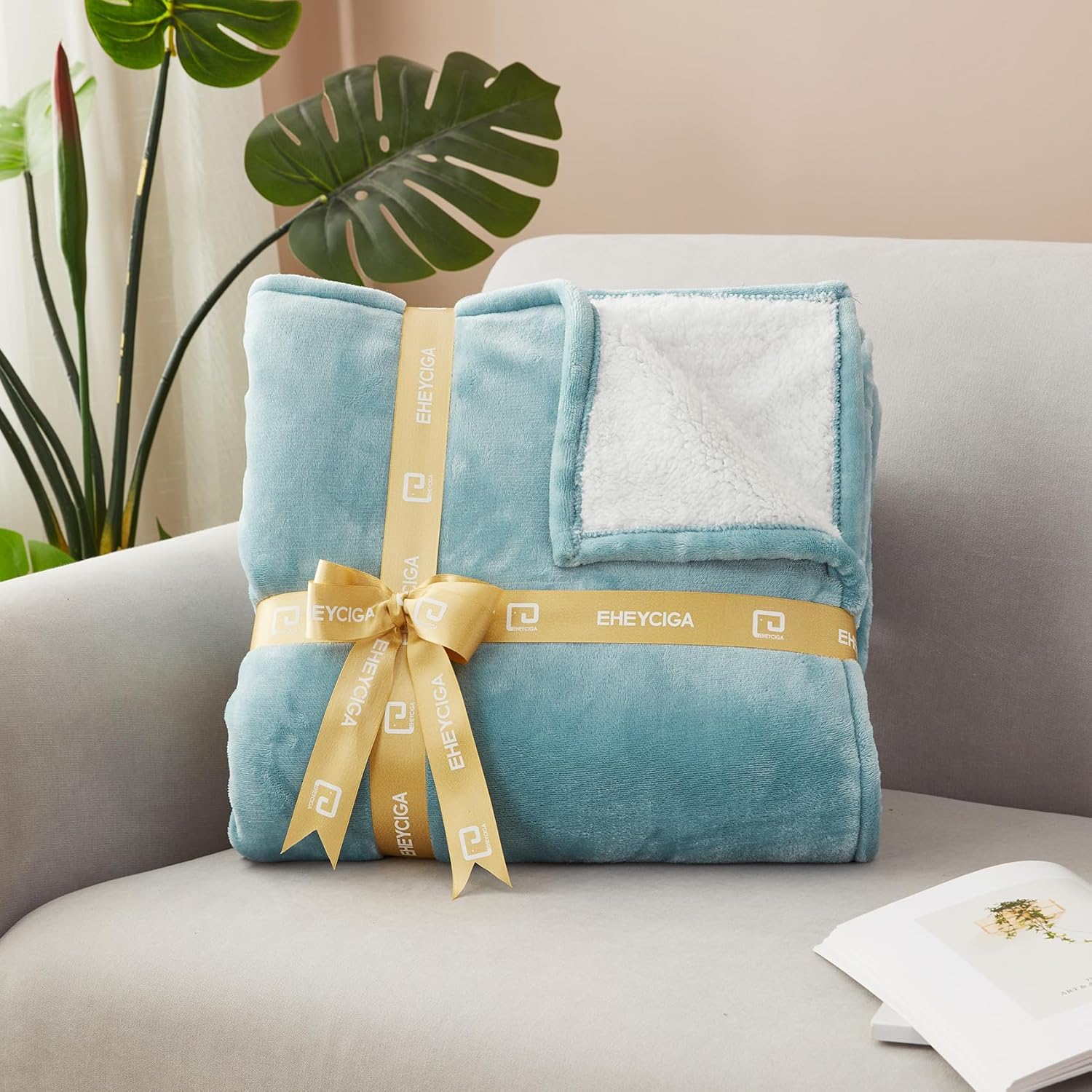 EHEYCIGA Heated Blanket Electric Blanket Throw - Heating Blanket with 9 Heating Levels & 10 Hours Auto Off, Soft Cozy Sherpa Washable Blanket with Fast Heating, 50 x 60 Inches