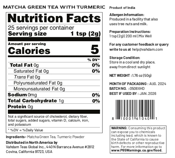 VAHDAM, Organic Turmeric Ginger Herbal Tea Bags (100 Pyramid Tea Bags) Caffeine Free, Non GMO, Gluten Free | 100% Pure Herbal Blend - Savory & Spicy | Plant-Based Tea Bags | Resealable Ziplock Pouch