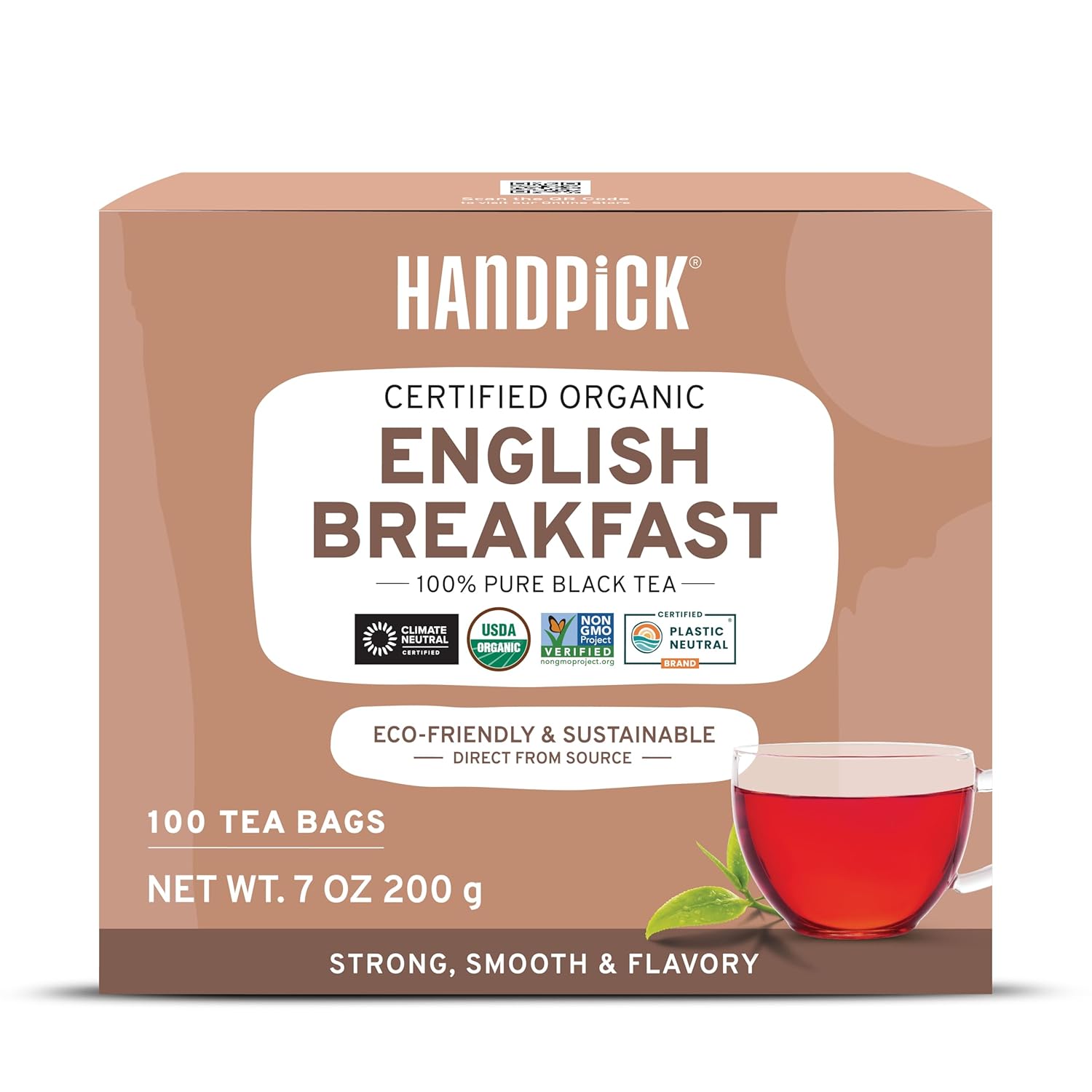 HANDPICK, Peppermint Tea, Eco-Conscious Tea Bags - 100 Count | Caffeine Free, Non-GMO | Minty, Fresh & Cool flavor | Direct From Source