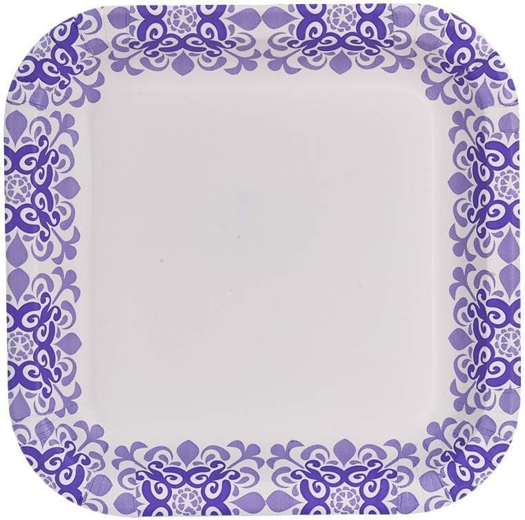 Glad Square Disposable Paper Plates for All Occasions | Soak Proof, Cut Proof, Microwaveable Heavy Duty Disposable Plates | 8.5