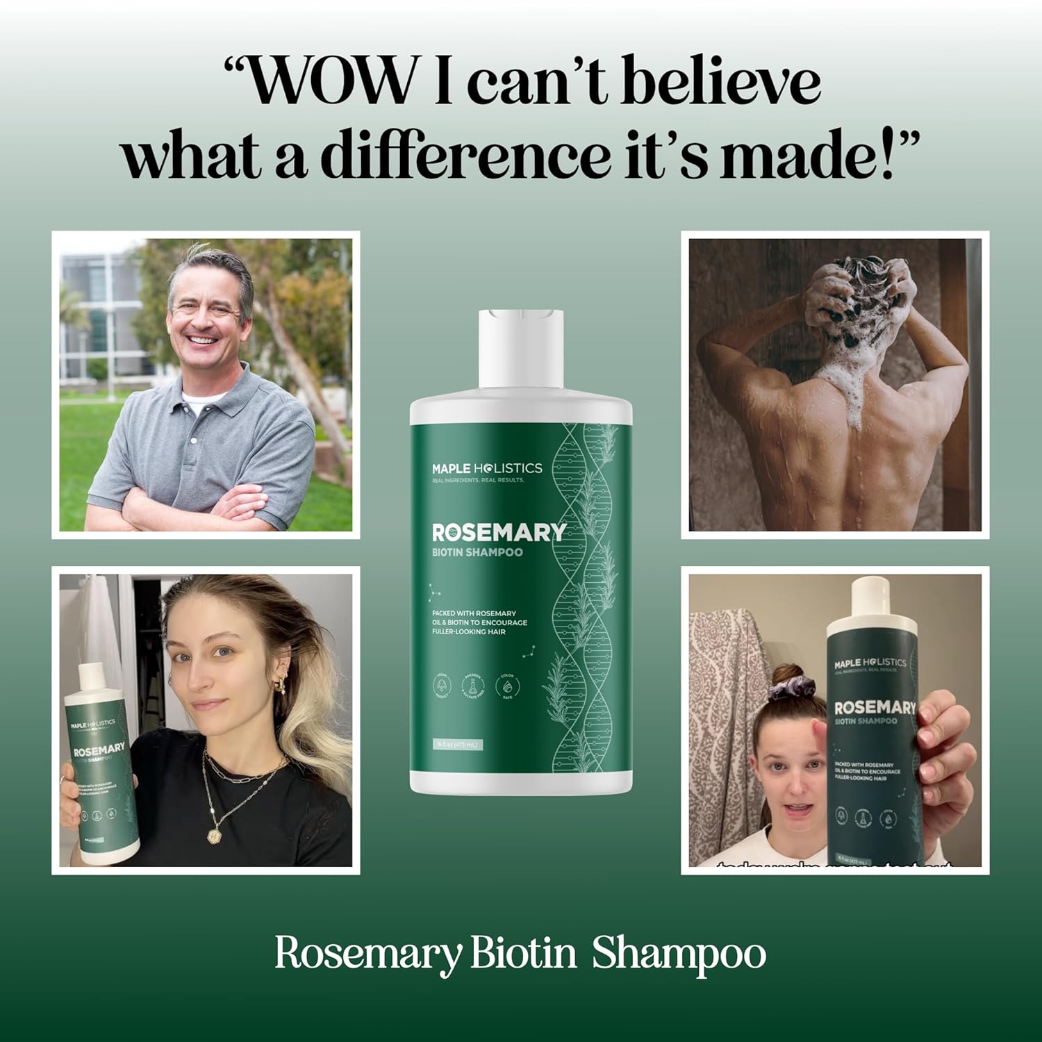 Rosemary and Biotin Shampoo for Thinning Hair - Vegan Volumizing Shampoo for Fine Hair with Argan and Tea Tree Oil - Paraben Silicone and Sulfate Free Shampoo for Dry Damaged Weak and Thin Hair Care