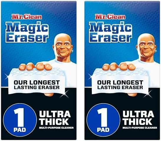 Mr. Clean Magic Eraser Ultra Thick Multi Purpose Cleaner, Magic Eraser Sponge Multi Surface Cleaner, 5ct
