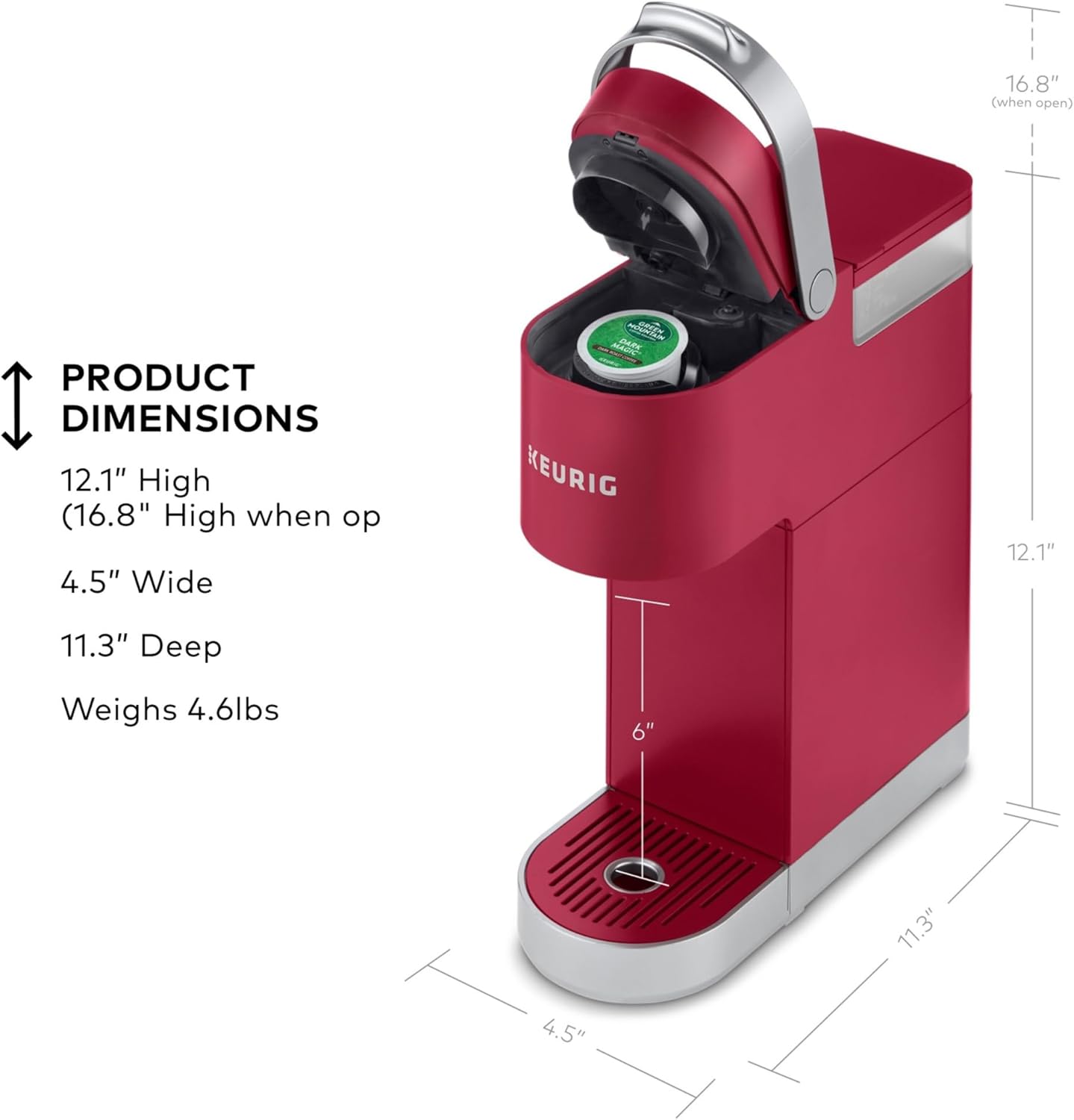 Keurig K-Mini Plus Single Serve K-Cup Pod Coffee Maker, with 6 to 12oz Brew Size, Stores up to 9 K-Cup Pods, Travel Mug Friendly, Matte Black