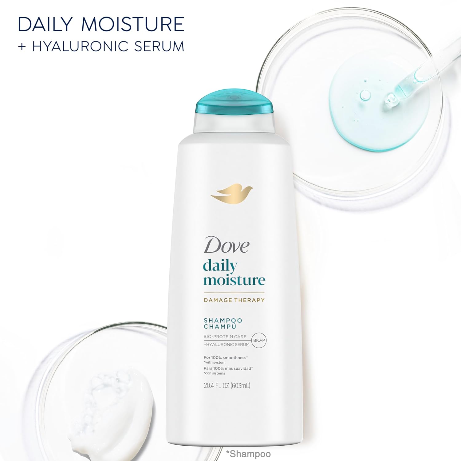 Dove Damage Therapy Shampoo Daily Moisture for Dry Hair Shampoo with Bio-Protein Care 20.4 fl oz