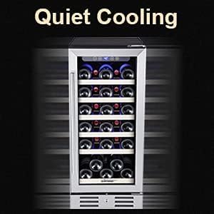 Kalamera 24 inch Wine Cooler, 46 Bottle - Dual Zone Built-in or Freestanding Fridge with Stainless Steel Reversible Glass Door, for Home, Kitchen, or Office.