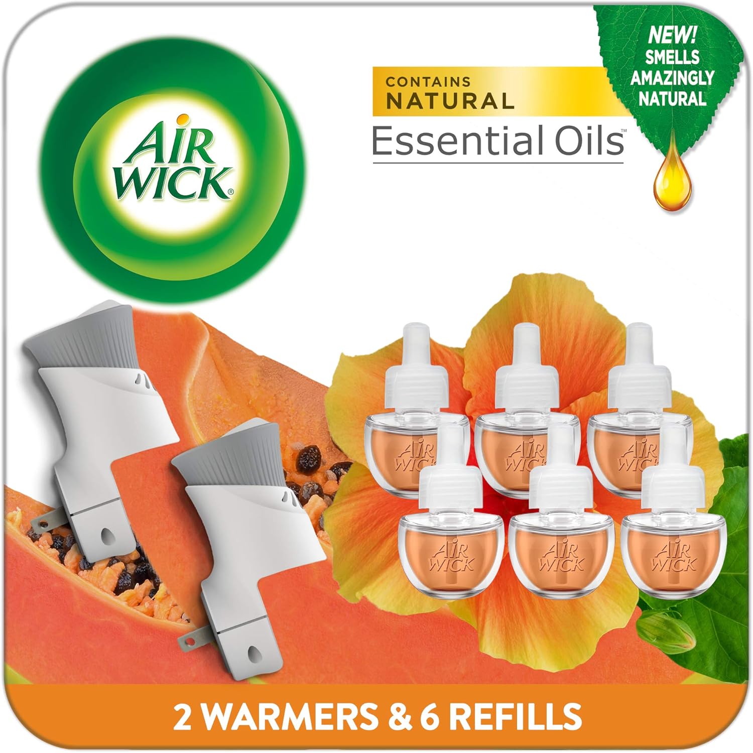 Air Wick Plug in Scented Oil Starter Kit, 2 Warmers + 6 Refills, Lavender & Chamomile, Eco Friendly, Essential Oils, Air Freshener