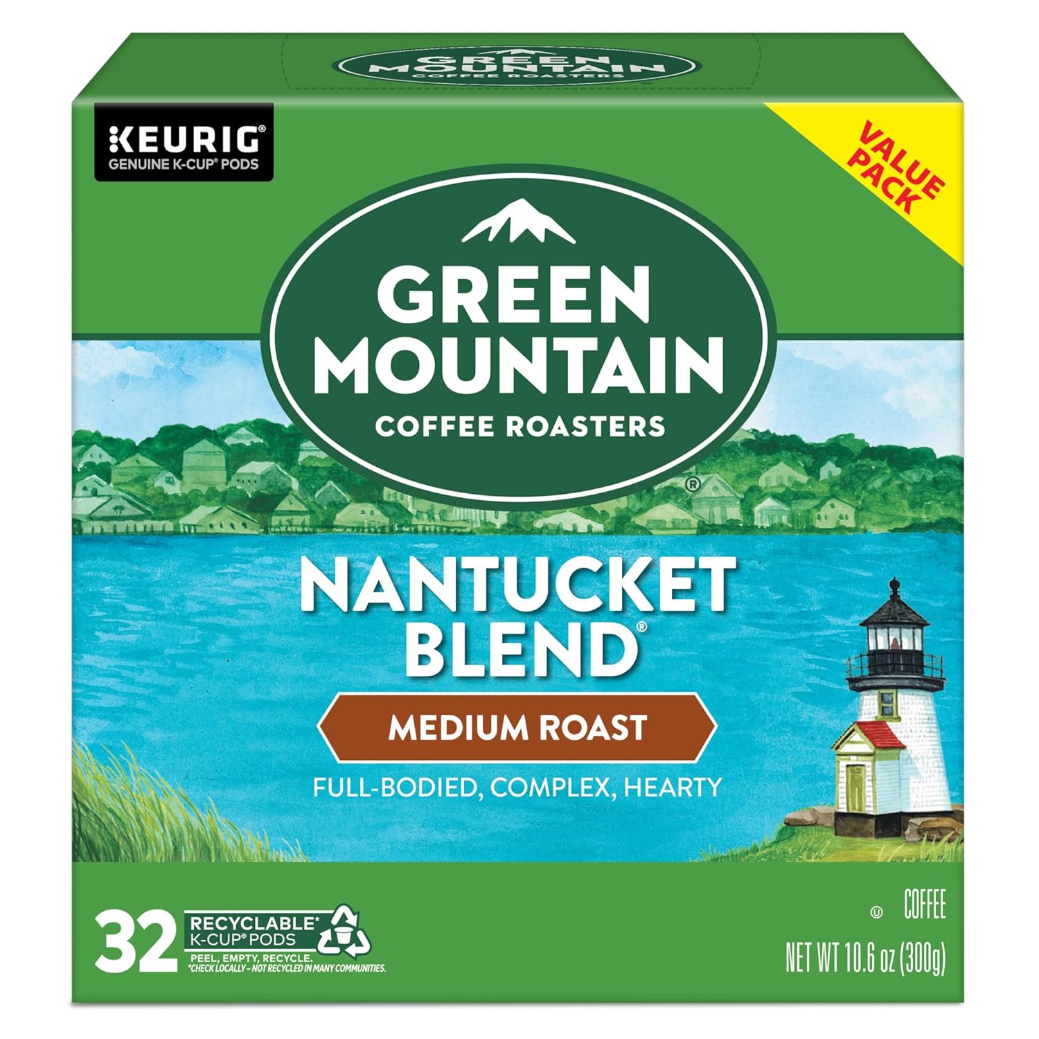 Green Mountain Coffee Roasters Half Caff Keurig Single-Serve K-Cup pods, Medium Roast Coffee, 72 Count (6 Packs of 12)