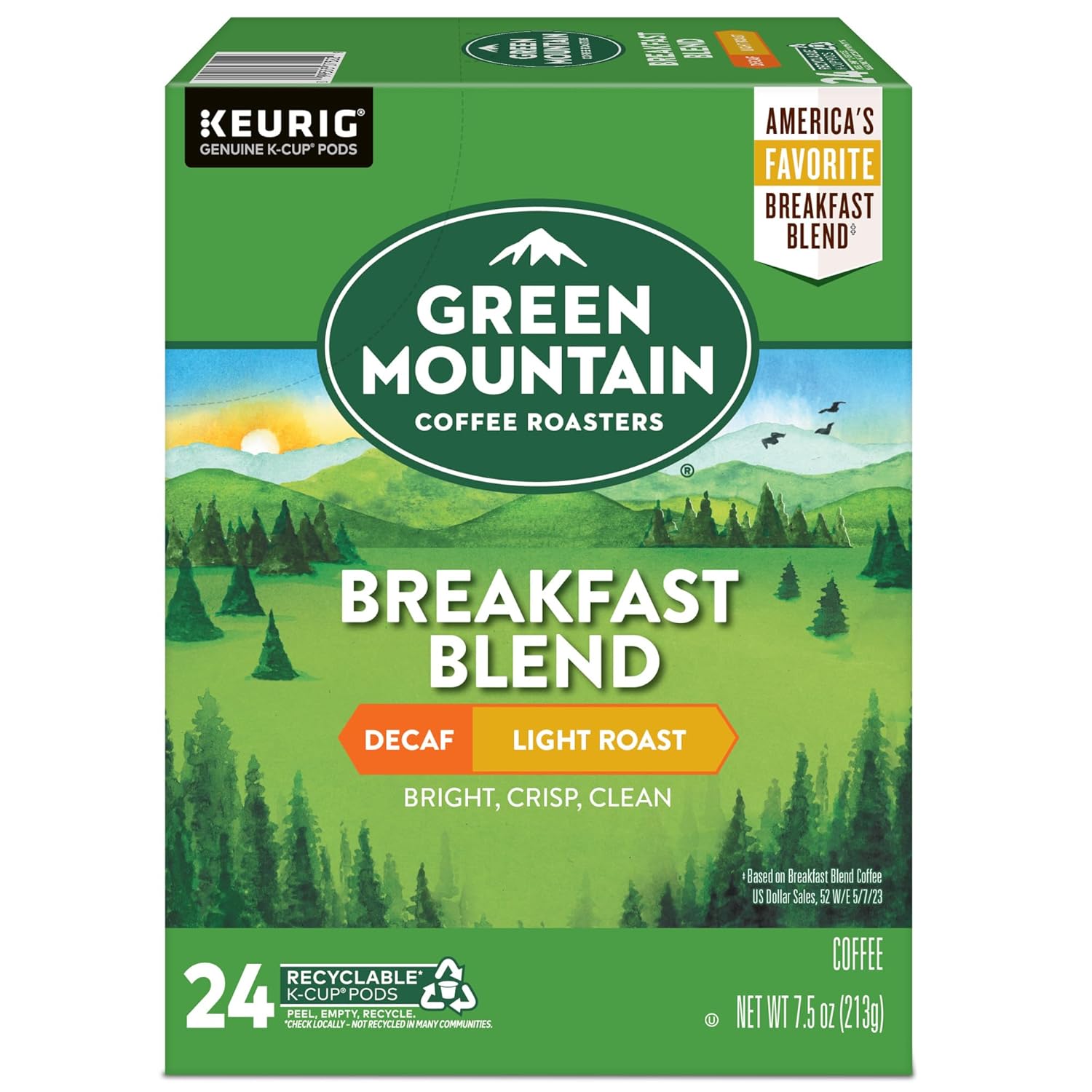 Green Mountain Coffee Roasters Breakfast Blend Single-Serve Keurig K-Cup Pods, Light Roast Coffee, 96 Count