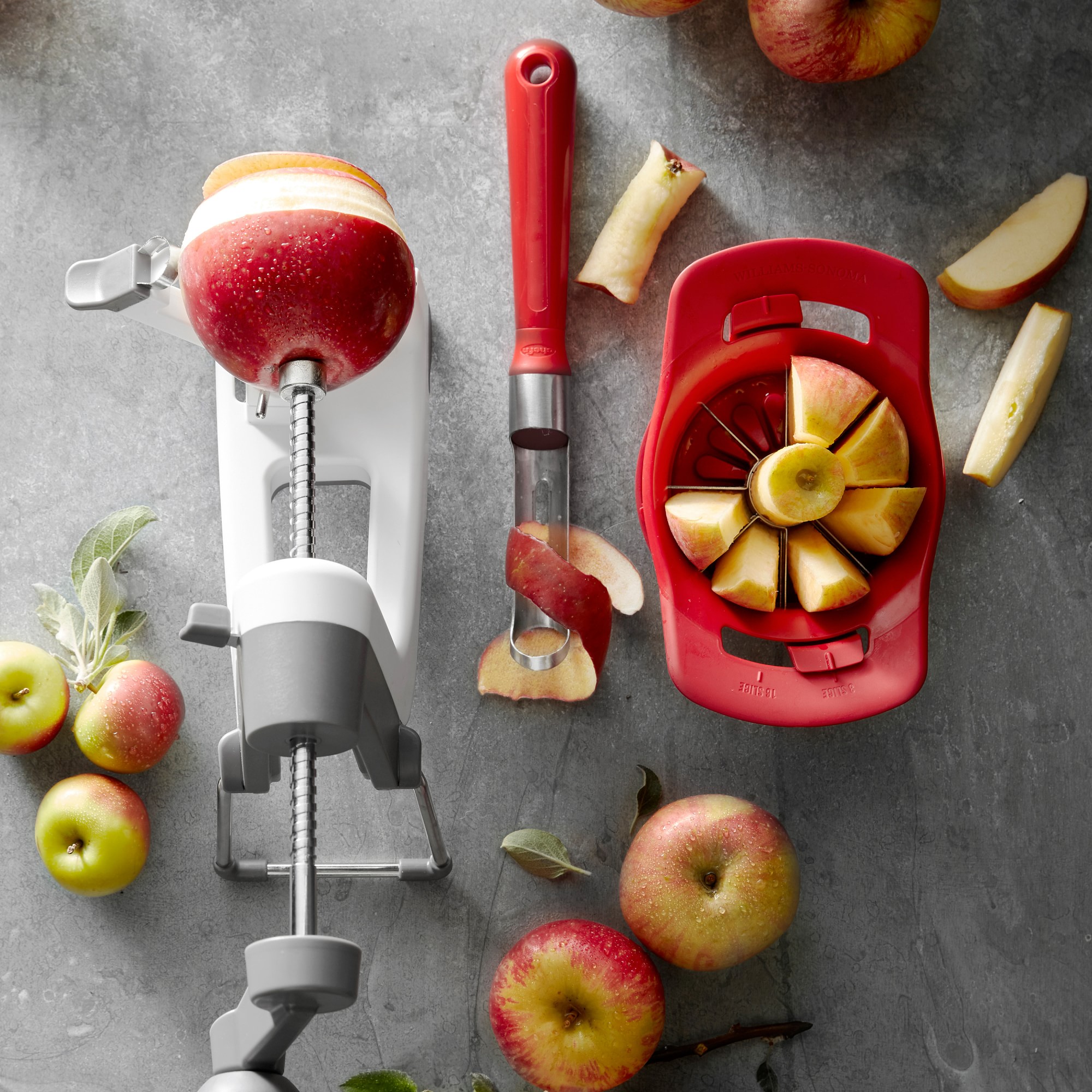Williams Sonoma Prep Tools Adjustable Apple Slicer & Corer, Red