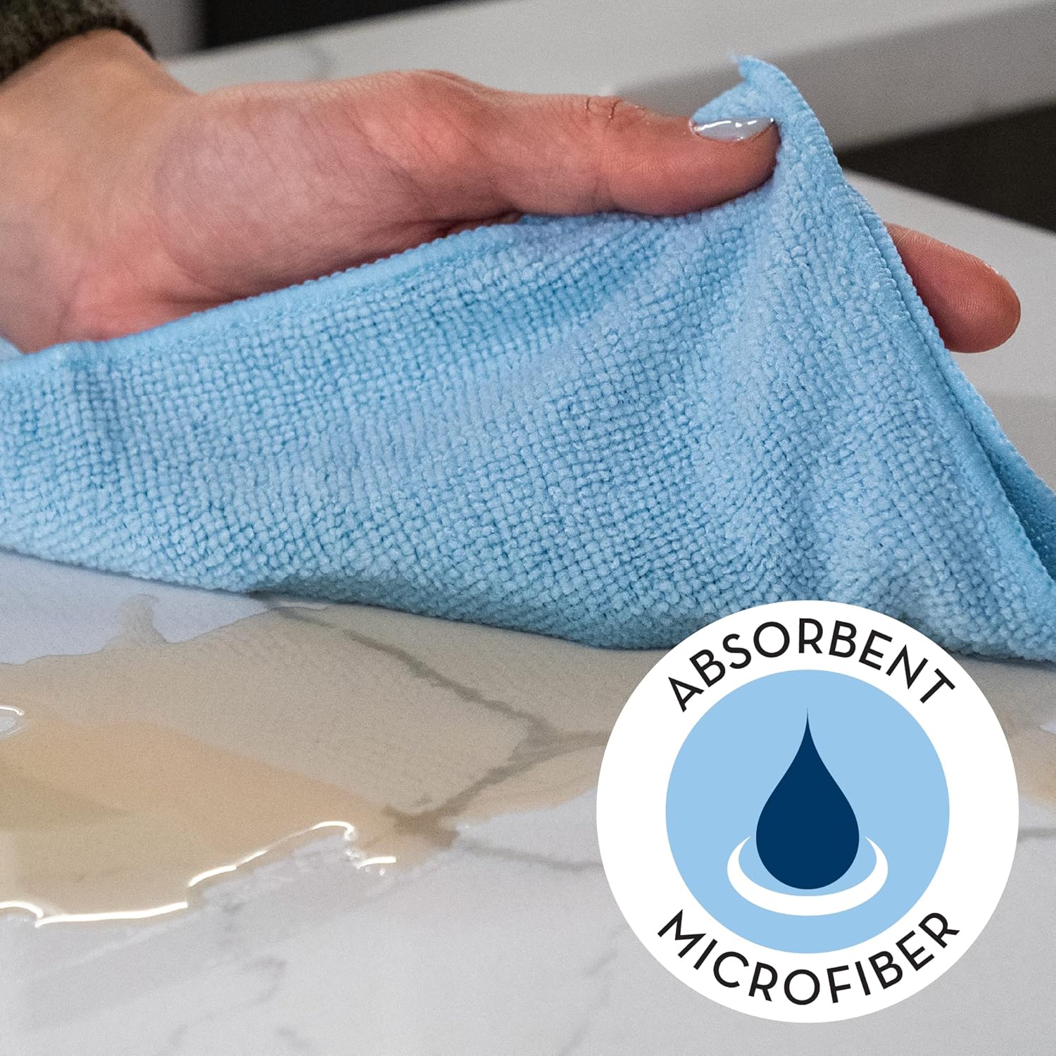 S&T INC. 150 Pack Microfiber Cleaning Cloth, Bulk Microfiber Towel for Home, Reusable Microfiber Towels for Cars, Light Blue, 11.5 in. x 11.5 in., 150 Count