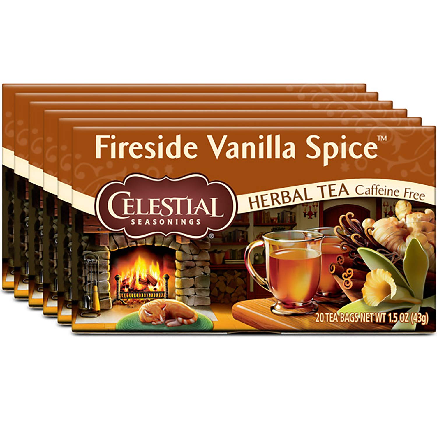 Celestial Seasonings Bengal Spice Herbal Tea, Caffeine Free, 20 Tea Bags Box, (Pack of 6)