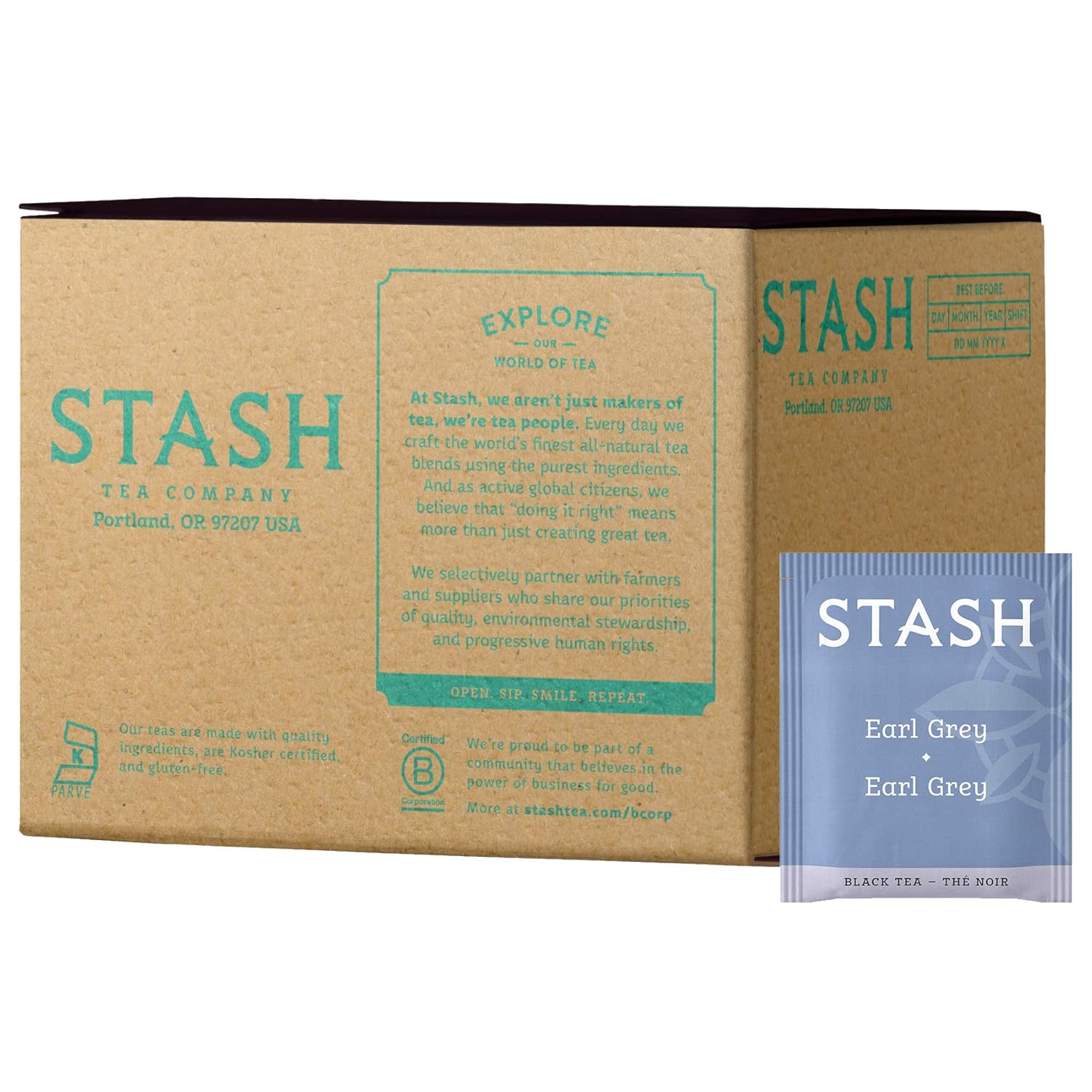 Stash Tea Double Bergamot Earl Grey Black Tea, Box of 100 Tea Bags