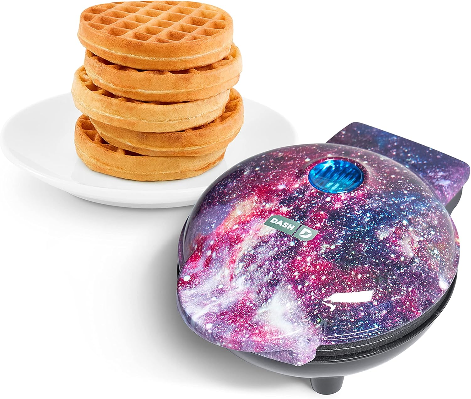 DASH Mini Waffle Maker - 4” Waffle Mold, Nonstick Waffle Iron with Quick Heat-Up, PTFE Nonstick Surface - Perfect Mini Waffle Maker for Kids and Families, Just Add Batter (Aqua)