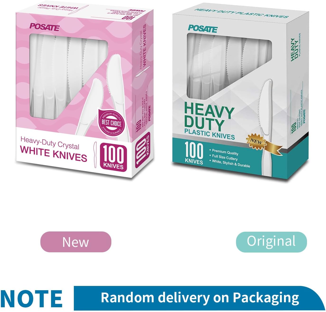 POSATE Clear Knives, Heavy-Duty Crystal (100 Knives)