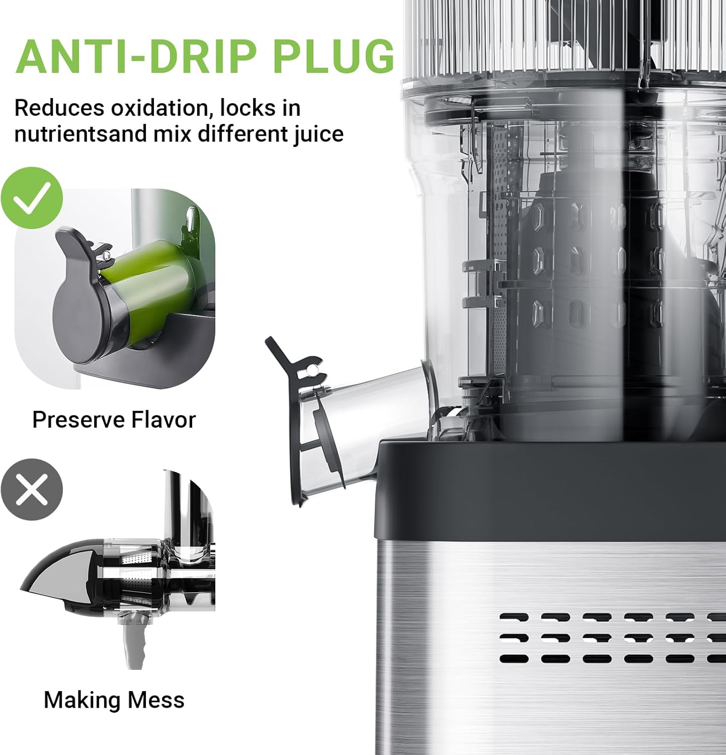 AMZCHEF Cold Press Juicer, Juicer Machines - 5.2