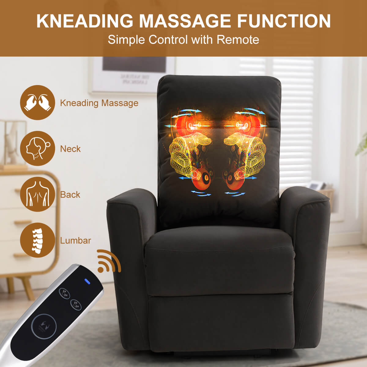 Power Lift Chair with Kneading Massage, Fabric