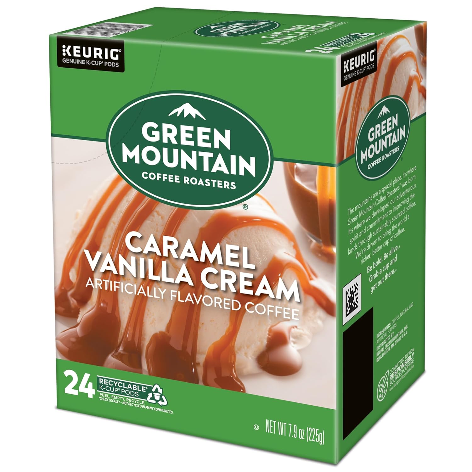Green Mountain Coffee Roasters Caramel Vanilla Cream Keurig Single-Serve K-Cup pods, Light Roast Coffee, 72 Count (6 Packs of 12)
