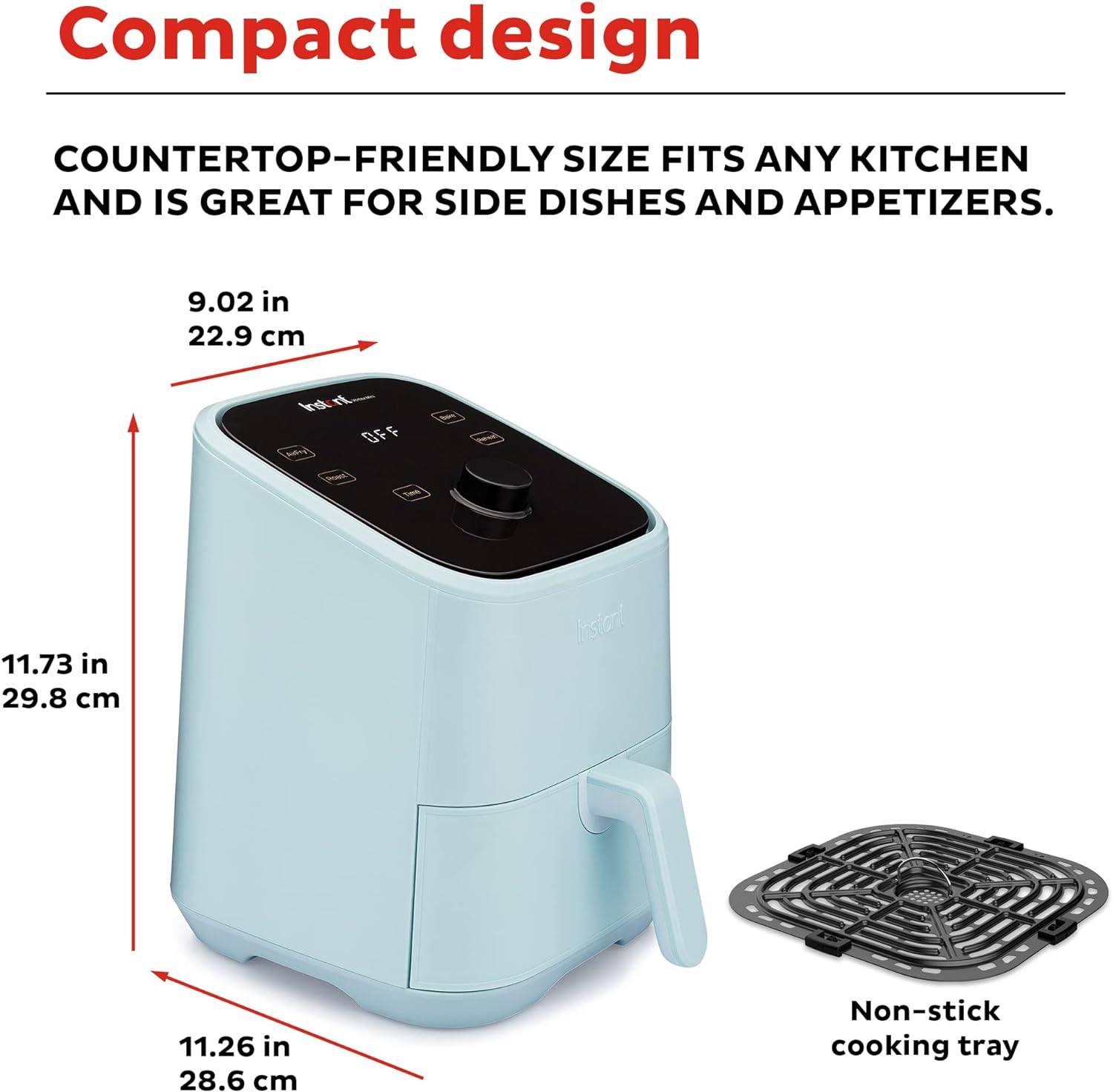 Instant Vortex 2QT Mini Air Fryer, Small Air fryer that Crisps, Reheats, Bakes, Roasts for Quick Easy Meals, Includes over 100 In-App Recipes, is Dishwasher-Safe, from the Makers of Instant Pot, Black