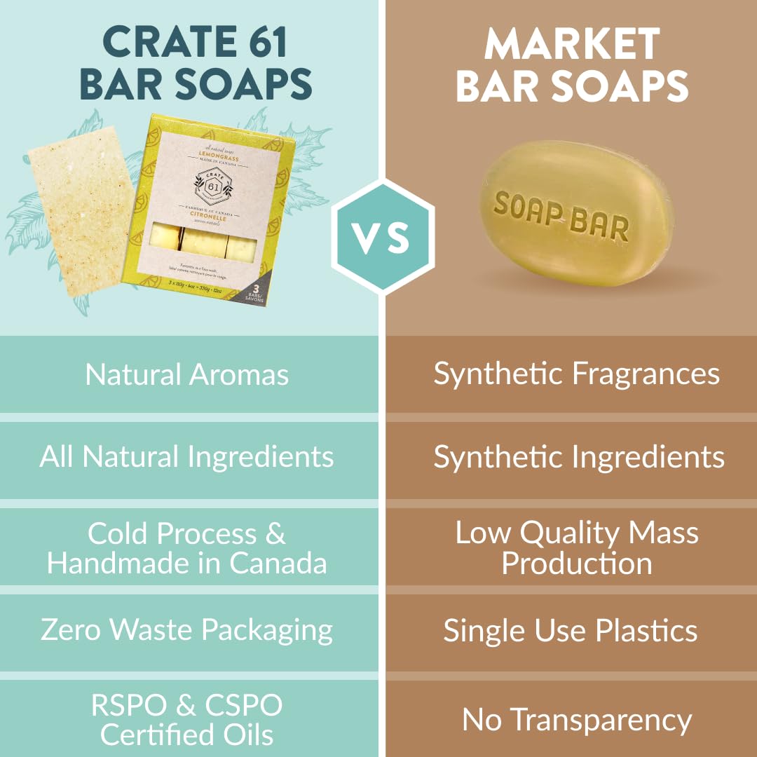 Handmade Vegan Natural Bar Soap Cold Pressed For Face And Body, With Premium Essential Oils, Eucalyptus & Peppermint For Men And Women 3 Pack (Lavender)