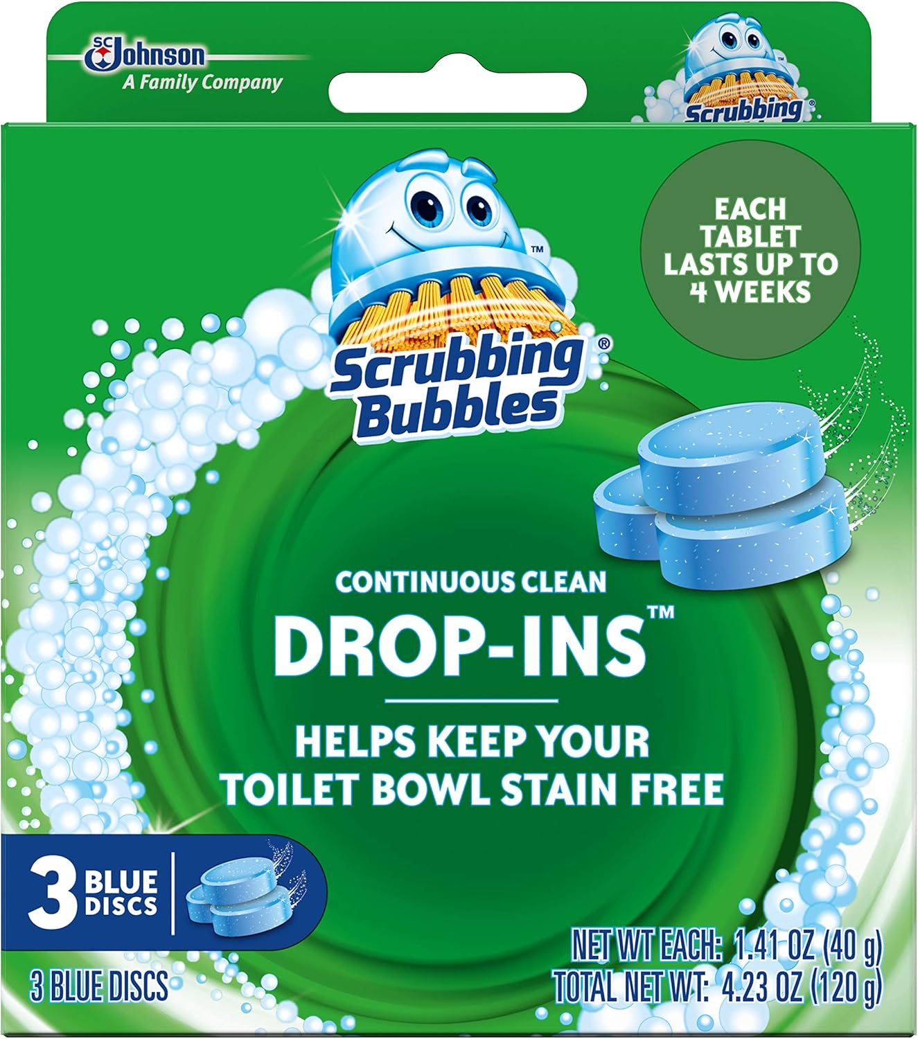 Scrubbing Bubbles Toilet Continuous Clean Drop-Ins, Toilet Bowl Tablets Help Prevent Limescale Buildup and Stains, 5 Count, 7.05 Oz
