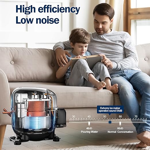 EUHOMY Commercial Ice Maker Machine, 200lbs Daily Output, Under Counter ice Machine with 65lbs Ice Storage Capacity, Perfect for Home/Bar/Restaurant/Outdoor Activities(Stainless Steel)