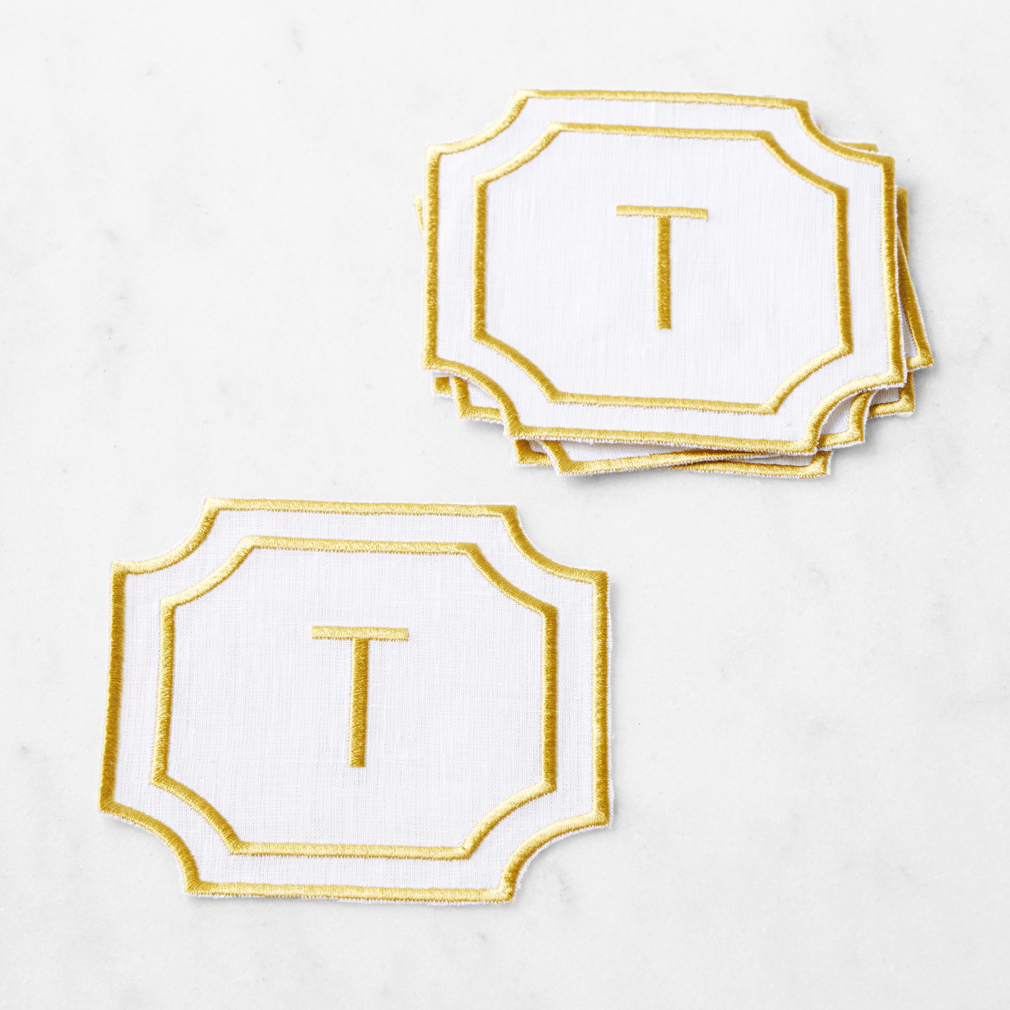 Cartouche Monogram Coasters, Set of 4