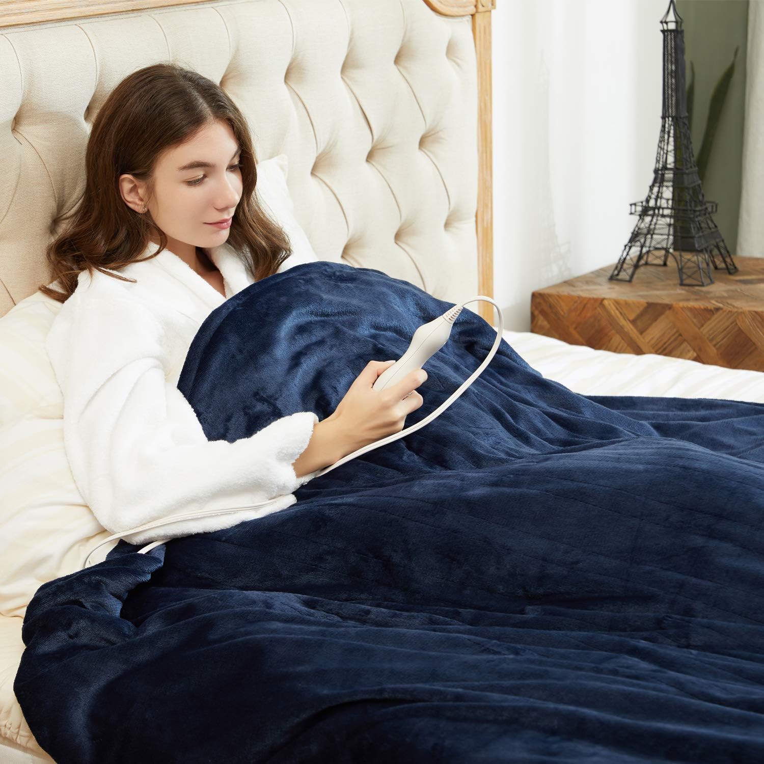 Tefici Electric Heated Blanket Throw, Super Cozy Soft 2-Layer Flannel 50