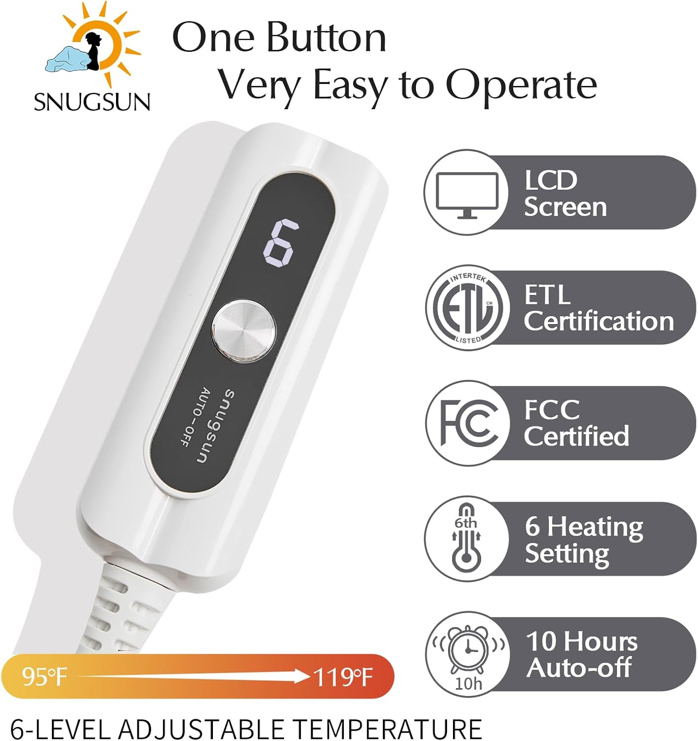 Heated Blanket Throw Size, Soft and Cozy Electric Heating Blanket for Bed, Automatic Safety System 6 Heating Levels & 4 Hours Auto-Off, 50