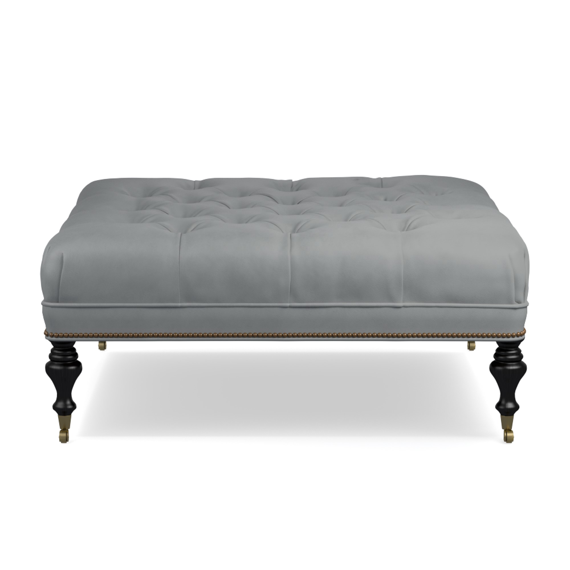 Fairfax Square Ottoman, Turned Leg with Tufted Top (26