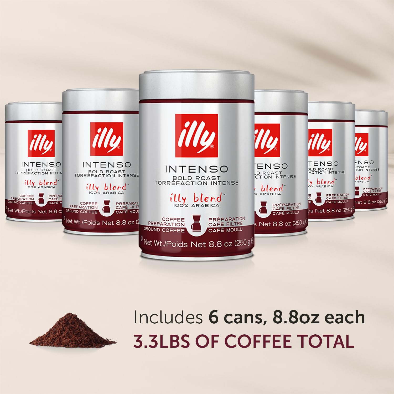 illy Classico Espresso Ground Coffee, Medium Roast, Classic Roast with Notes of Chocolate & Caramel, 100% Arabica Coffee, All-Natural, No Preservatives, 8.8 oz, Ground for Espresso Machines