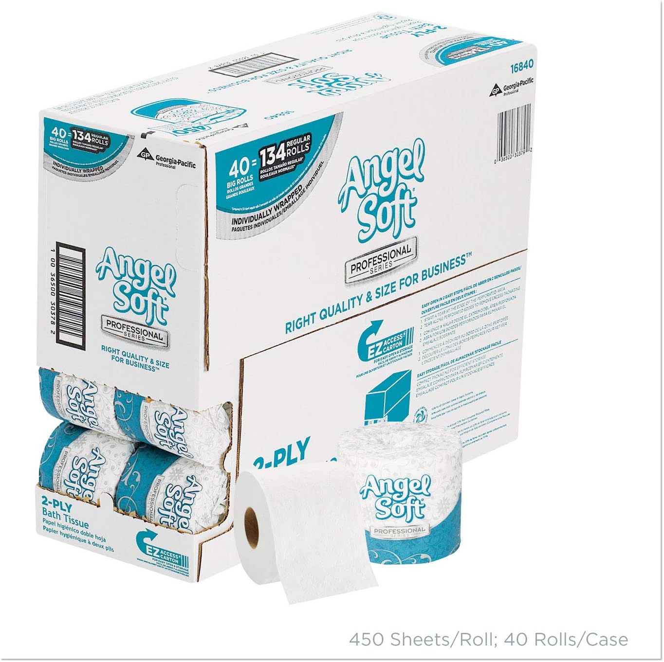 Georgia-Pacific Angel Soft Toilet Paper, 16880, Bulk Case of 80 Rolls, 450 Sheets Per Roll, Individually Wrapped, 2-Ply Soft and Strong Toilet Tissue