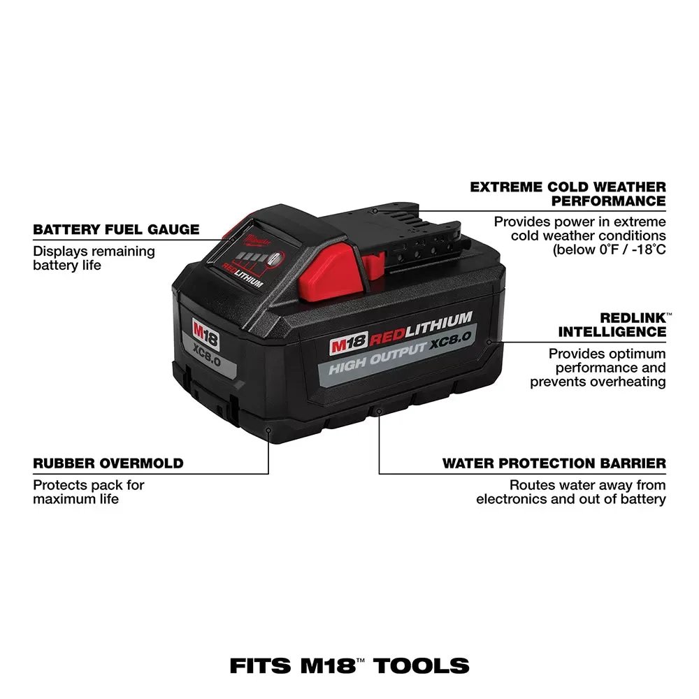 Milwaukee 48-11-1880 M18 18V 8.0Ah REDLITHIUM High Output Battery Pack