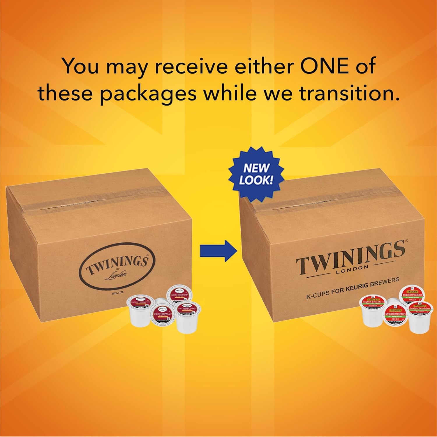 Twinings English Breakfast Black Tea K-Cup Pods for Keurig, 24 Count (Pack of 1), Smooth, Flavourful, Robust, Caffeinated, Enjoy Hot or Iced | Packaging May Vary