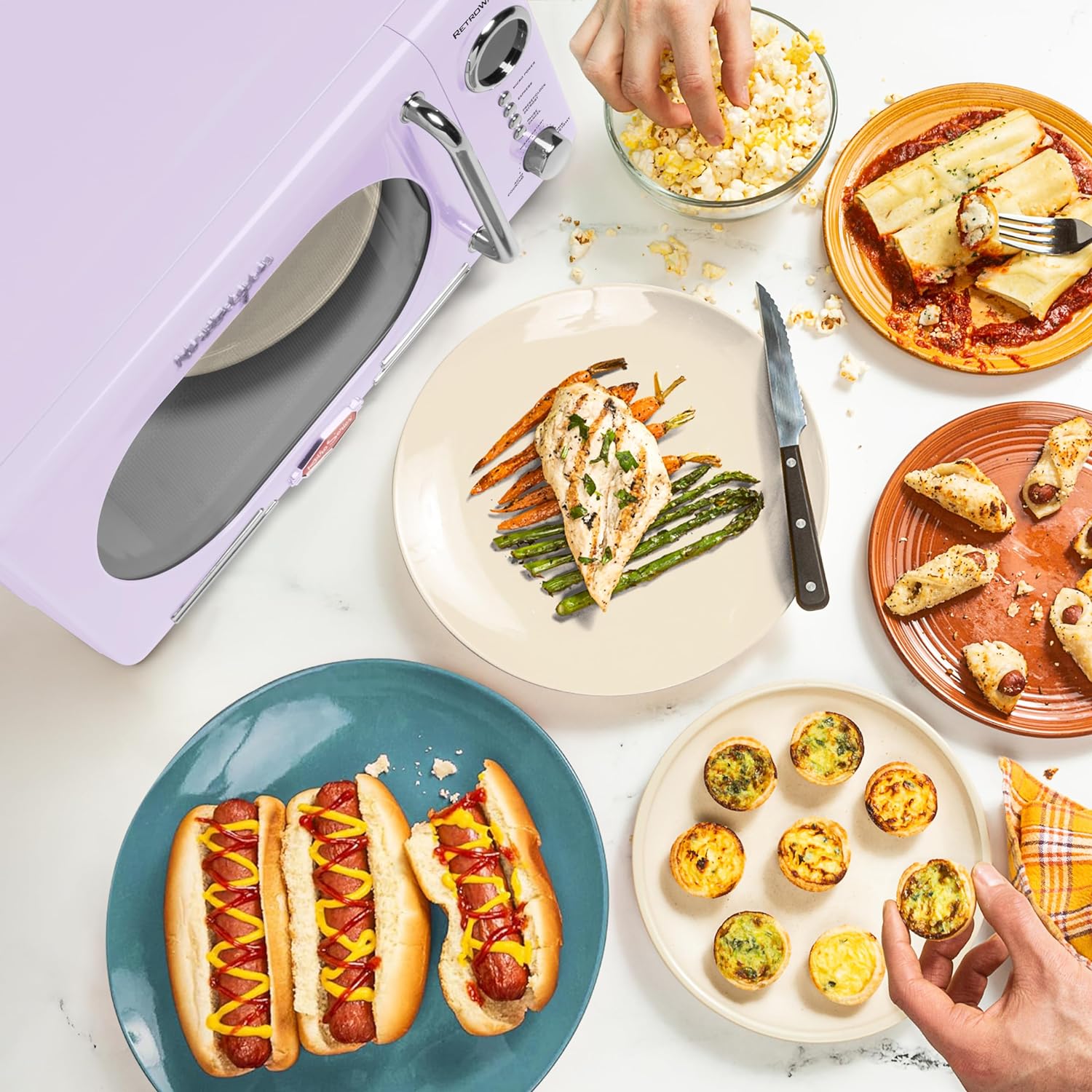 Nostalgia Retro Compact Countertop Microwave Oven - 0.7 Cu. Ft. - 700-Watts with LED Digital Display - Child Lock - Easy Clean Interior - Aqua