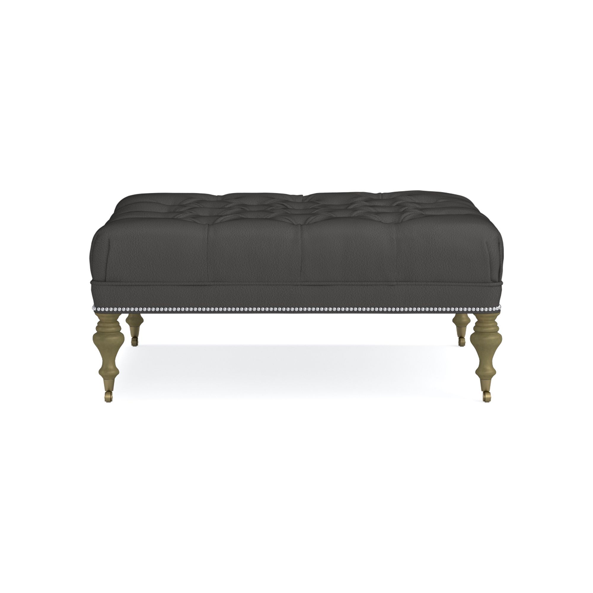 Fairfax Square Ottoman, Turned Leg with Tufted Top (26