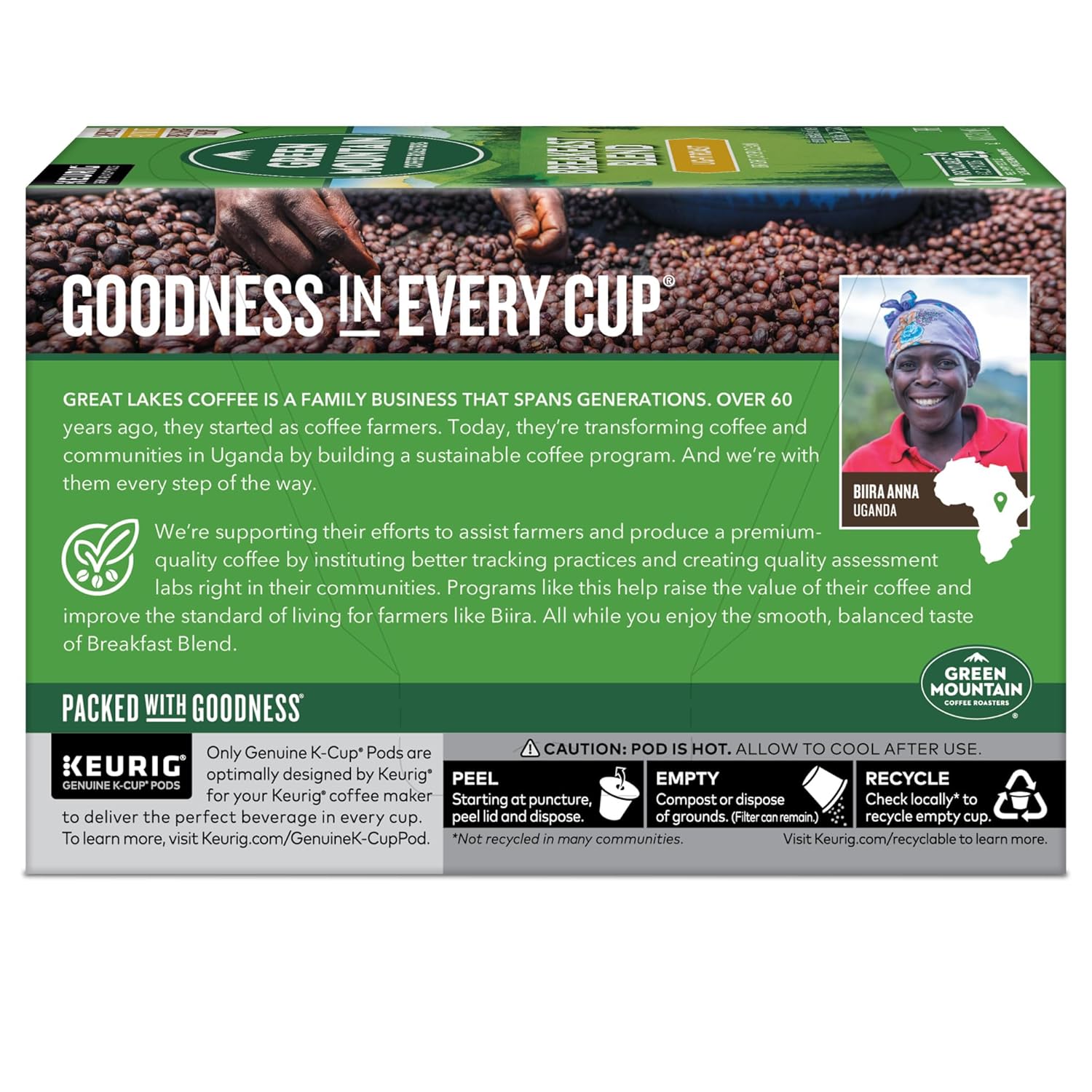 Green Mountain Coffee Roasters Breakfast Blend Single-Serve Keurig K-Cup Pods, Light Roast Coffee, 96 Count