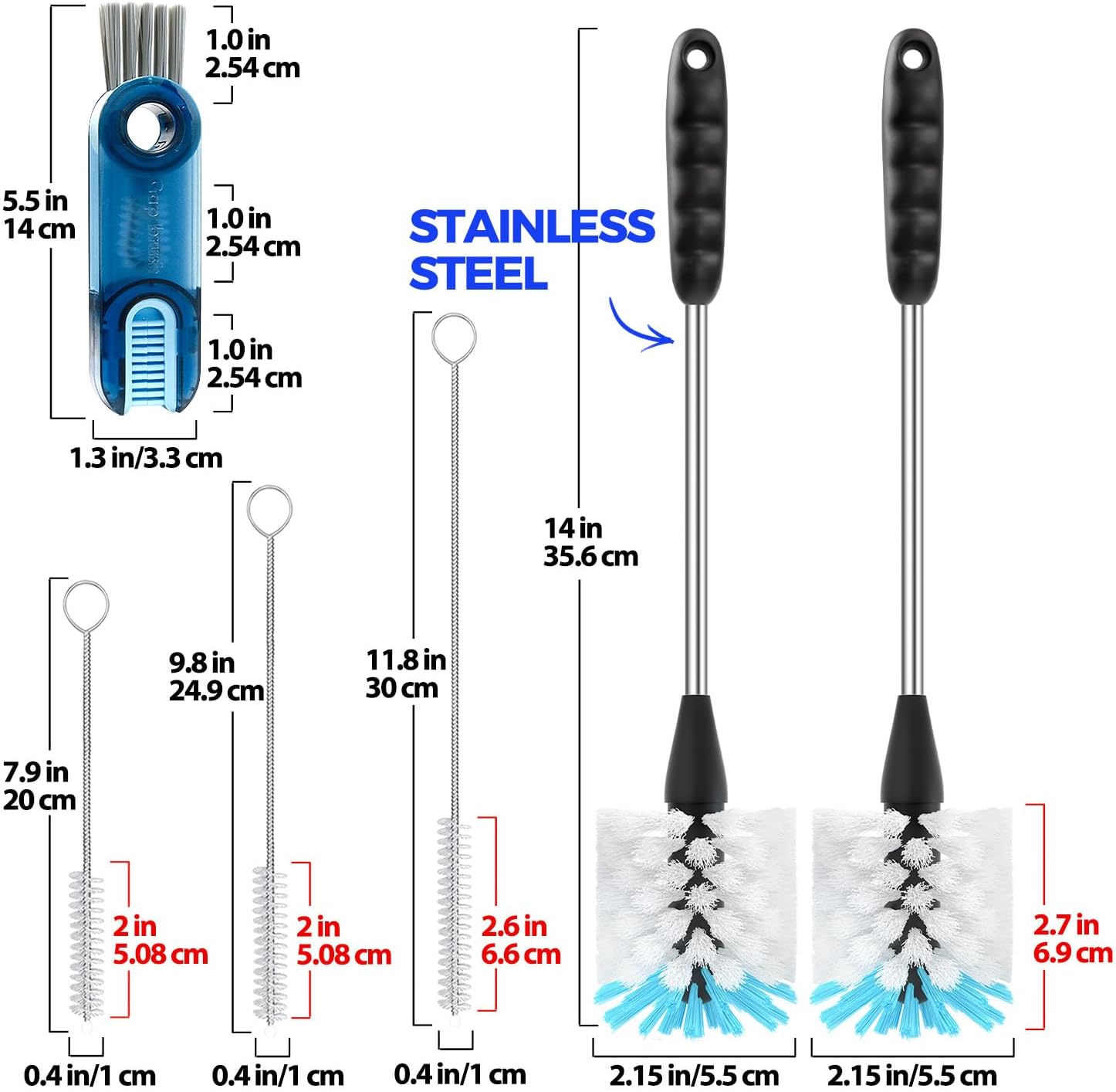 Holikme 6 Pack Bottle Brush Set, 14