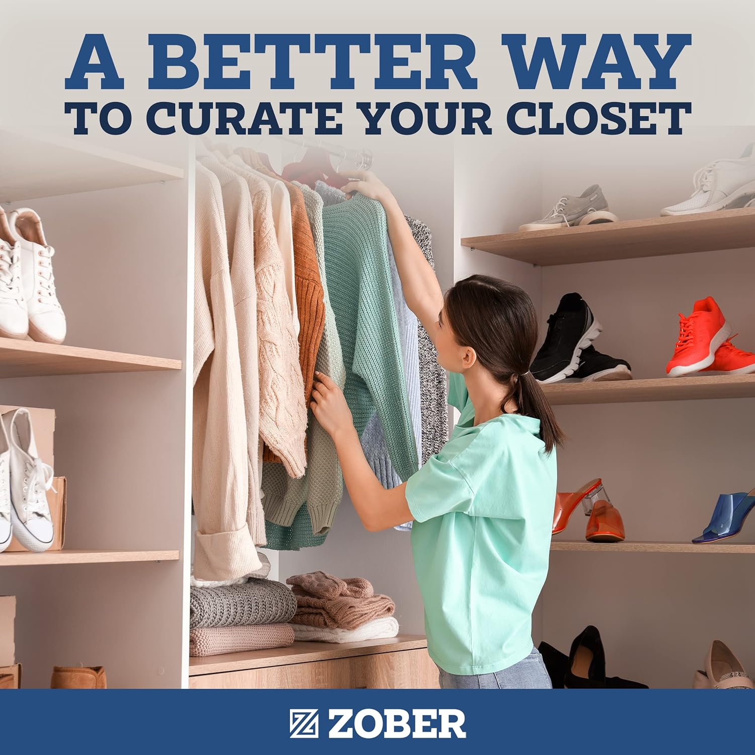 Zober Velvet Hangers 50 Pack - Heavy Duty Black Hangers for Coats, Pants & Dress Clothes - Non Slip Clothes Hanger Set - Space Saving Felt Hangers for Clothing