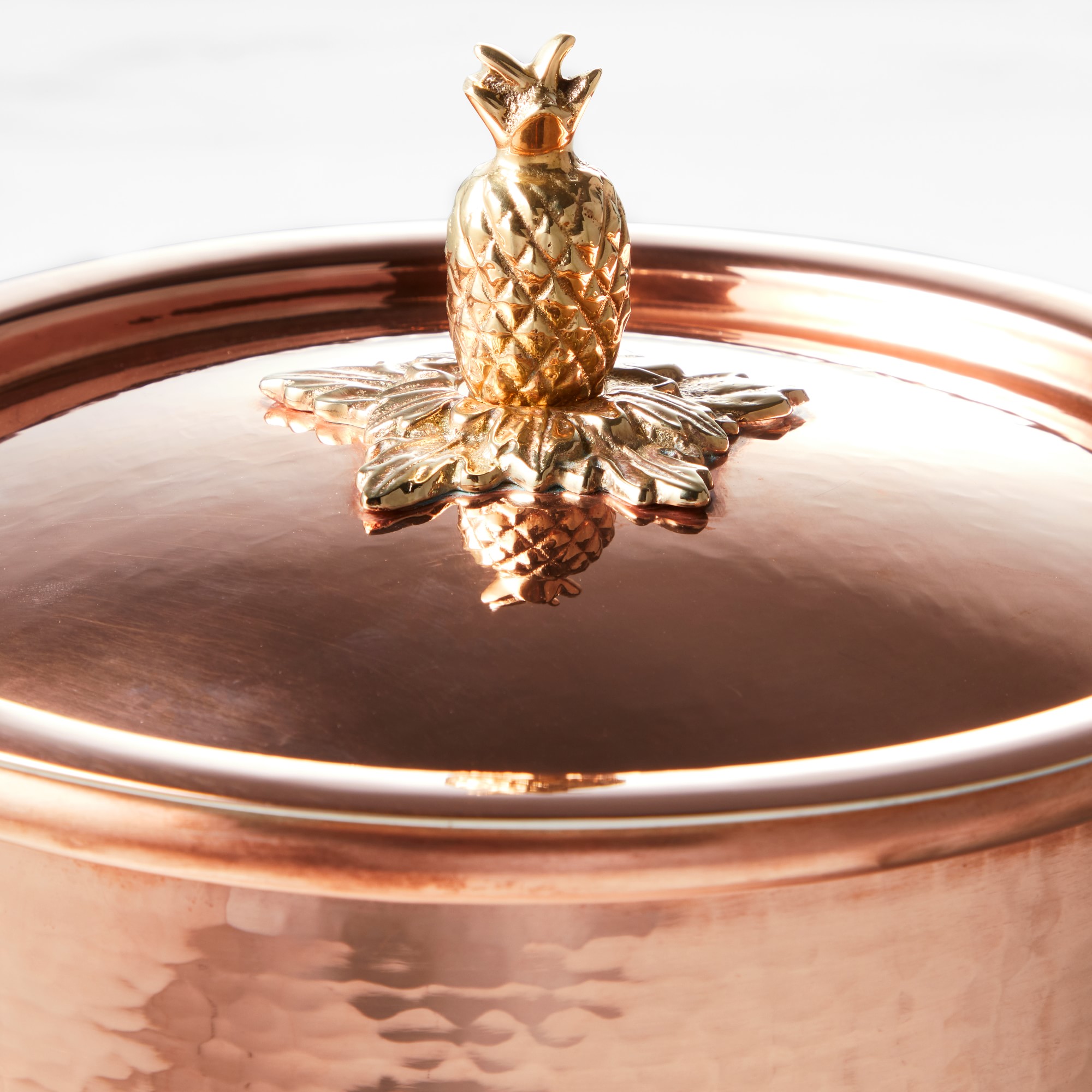Ruffoni Historia Hammered Copper Stock Pot with Pineapple Knob, 5 1/2-Qt.