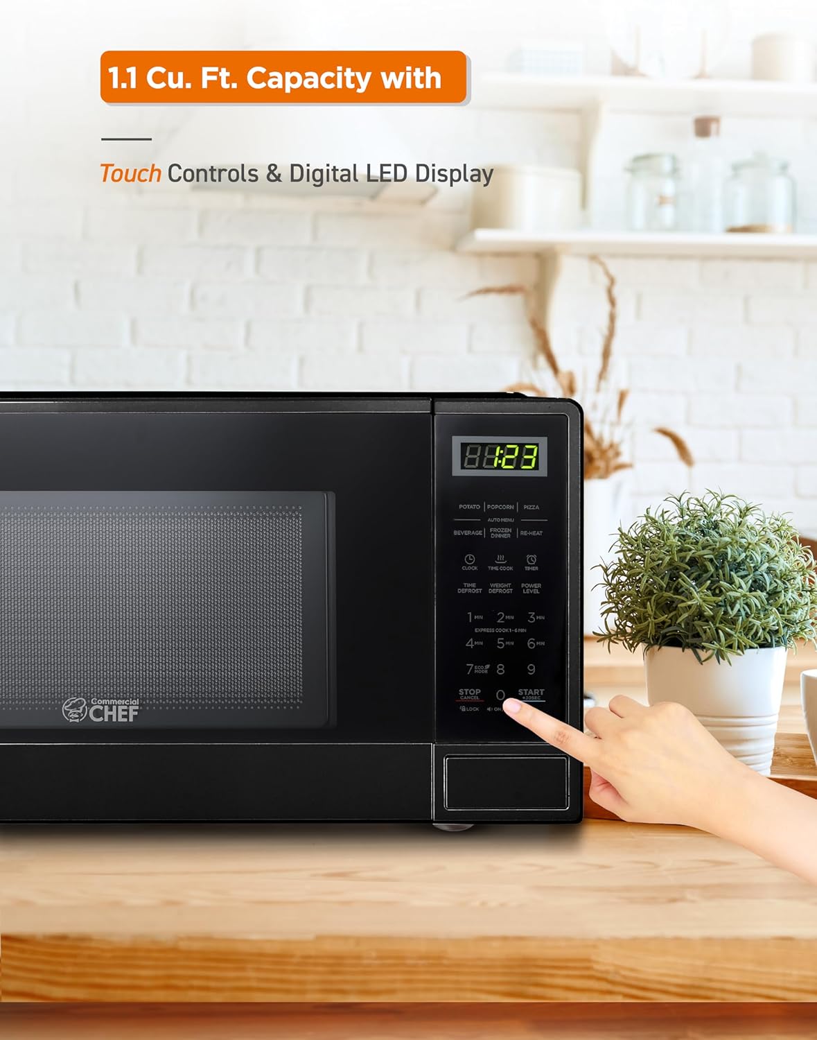 COMMERCIAL CHEF 0.6 Cubic Foot Microwave with 6 Power Levels, Small Microwave with Grip Handle, 700W Countertop Microwave with 30 Minute Timer and Mechanical Dial Controls, White