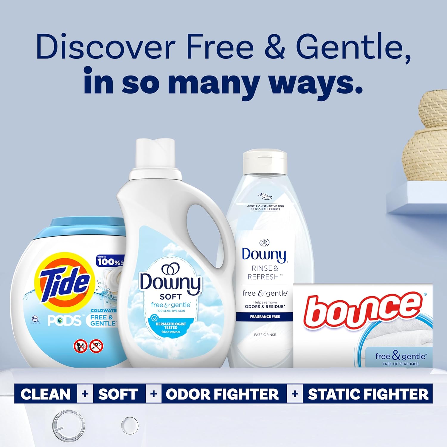 Downy Free & Gentle Fabric Softener (Fabric Conditioner), 140 fl oz, 190 Loads, Hypoallergenic
