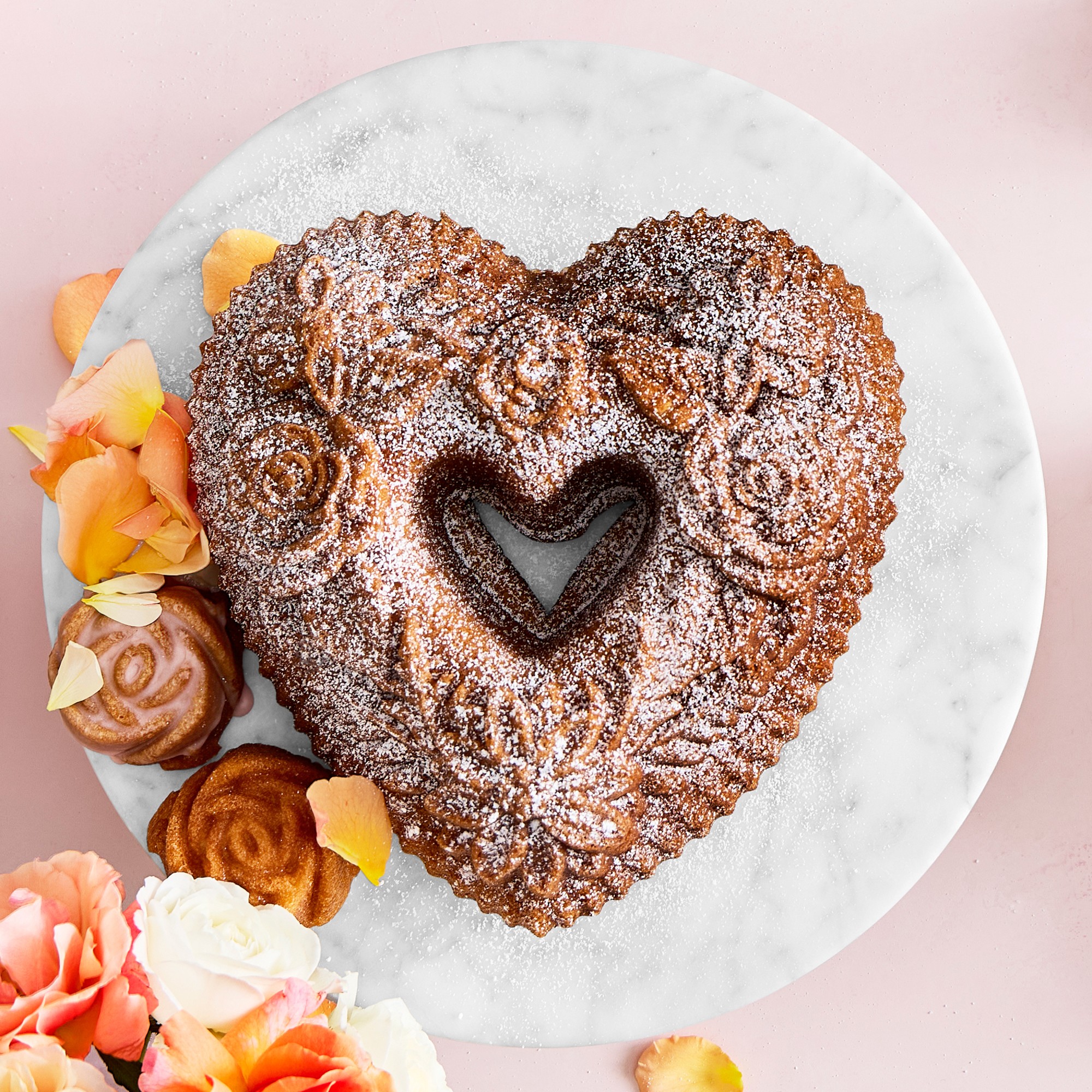 Nordic Ware Nonstick Cast Aluminum Floral Heart Bundt® Pan