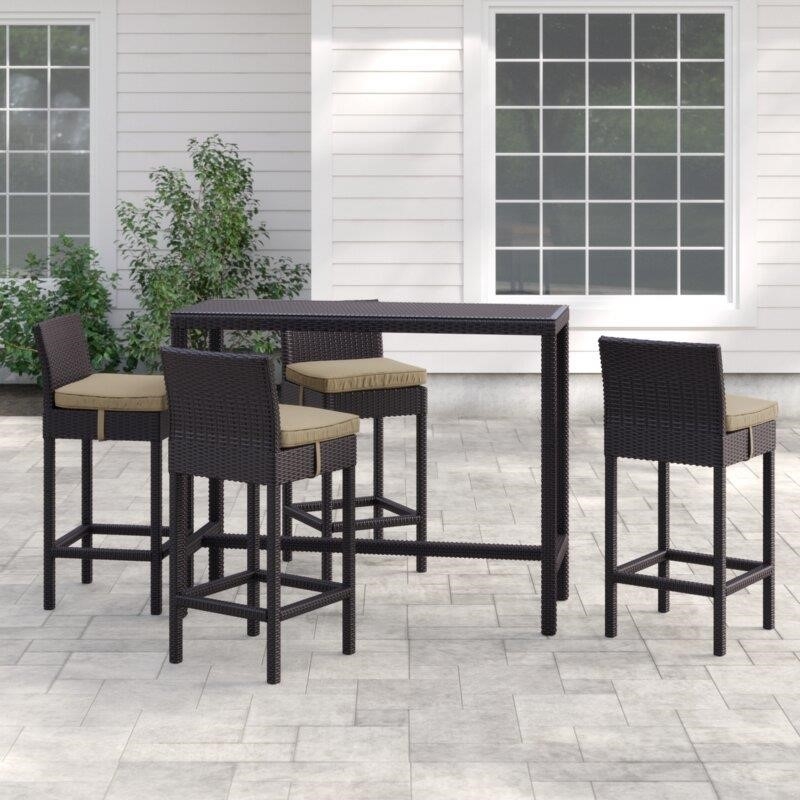 Brentwood Rectangular 4 - Person 52'' Long Bar Height Dining Set with Cushions