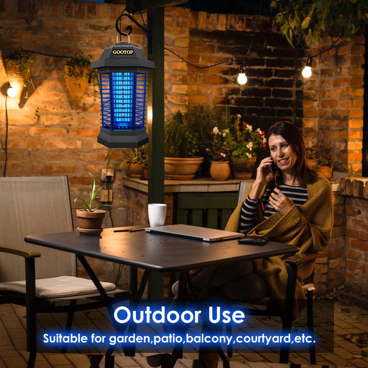 GOOTOP Bug Zapper Outdoor, Mosquito Zapper Outdoor, Electric Fly Zapper,Fly Traps, Mosquito Killer, 3 Prong Plug,Flying Insects Zapper Outdoor 90-130V, ABS Plastic Outer (Black)