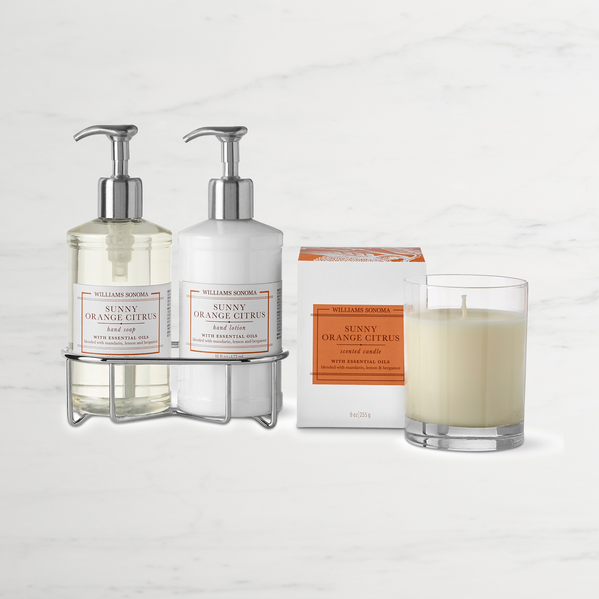 Williams Sonoma Sunny Orange Citrus Hand Soap & Lotion 4-Piece Set