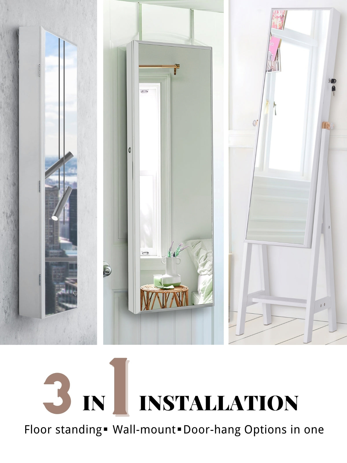 Full Length Mirror Laura Jewelry Armoire - White (Standing / Wall mounted)