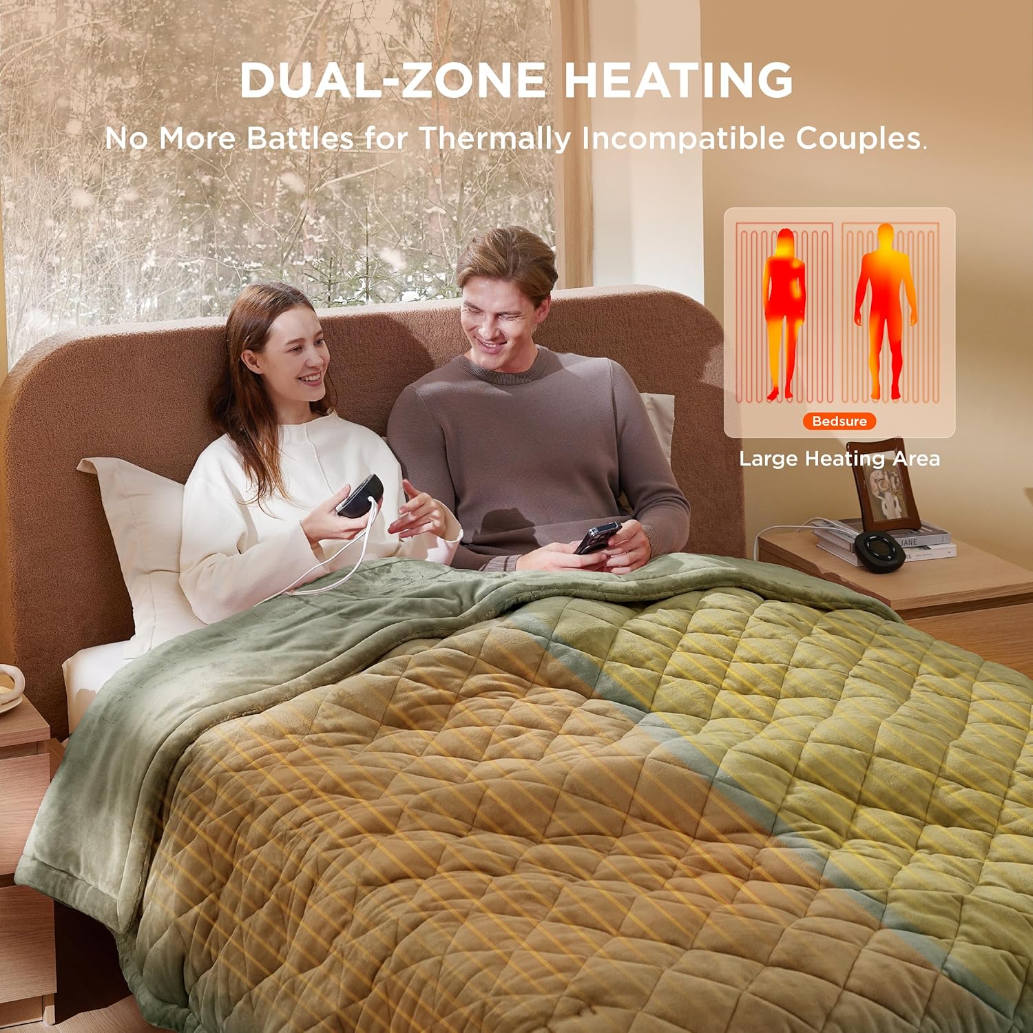 Bedsure Heated Blanket Electric Throw - Soft Flannel Electric Blanket, Heating Blanket with 4 Time Settings & 6 Heat Settings, Warm Blanket Gift for Grandma (50x60 inches, Grey)