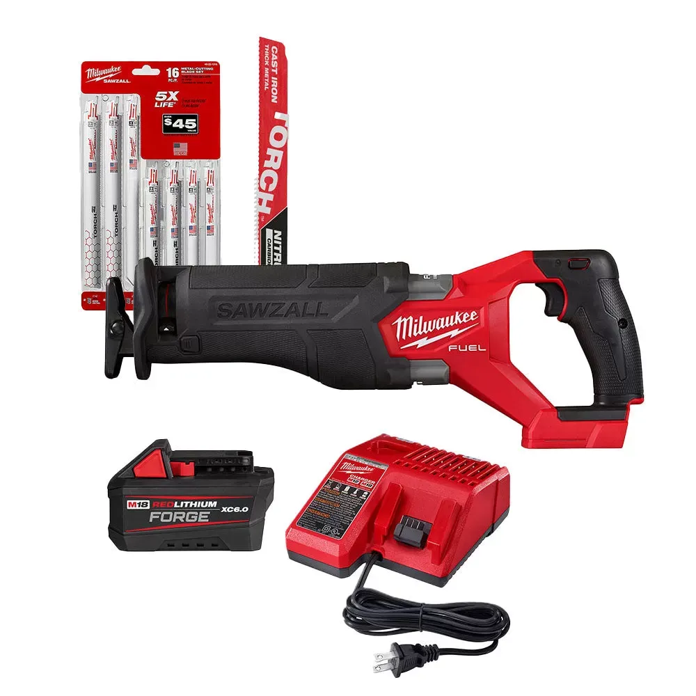 Milwaukee 2821-21FB M18 FUEL 18V SAWZALL Kit w/ M18 FORGE XC6.0 /Blades