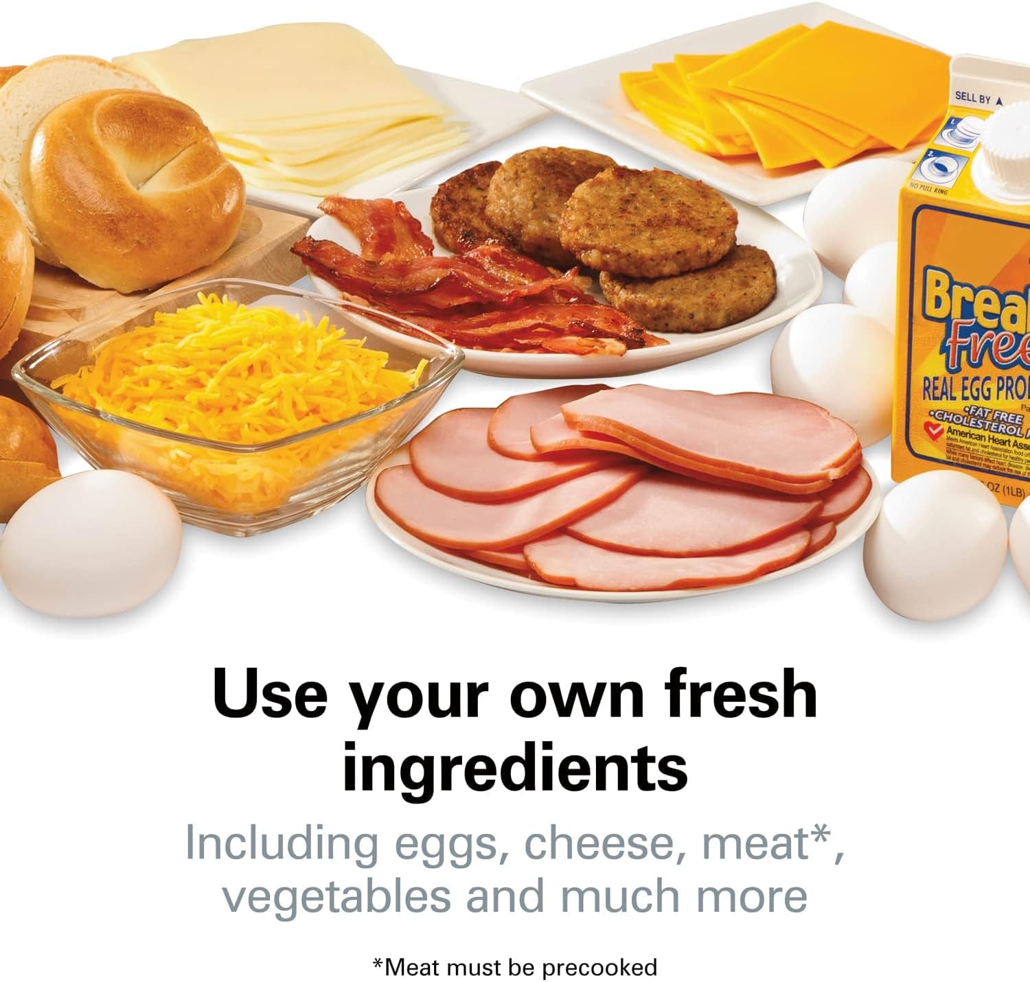 Hamilton Beach Breakfast Sandwich Maker with Egg Cooker Ring, Customize Ingredients, English Muffins, Croissants, Mini Waffles, Perfect White Elephant Gifts, Single, Black